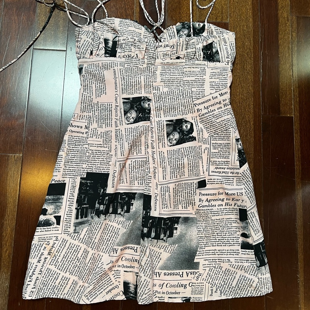 12th Tribe Light Pink Newspaper Printed Dress S